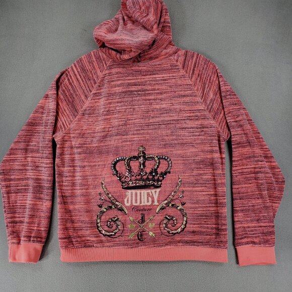 Vintage Y2K Juicy Couture Pink Velour Zip-Up Hoodie Jacket XL Space Dyed Crown - Picture 1 of 8
